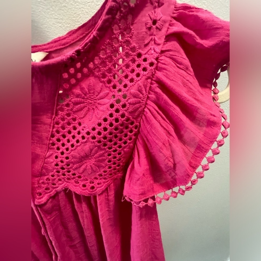 Bright Pink Women's Ruffled Button-Front Top - Picture 5 of 10